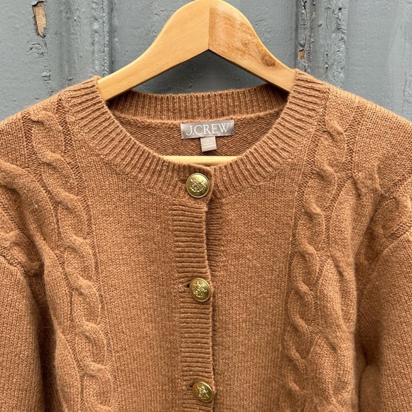 J Crew Caramel Alpaca Merino Button front Cardigan, Small - Picture 7 of 12